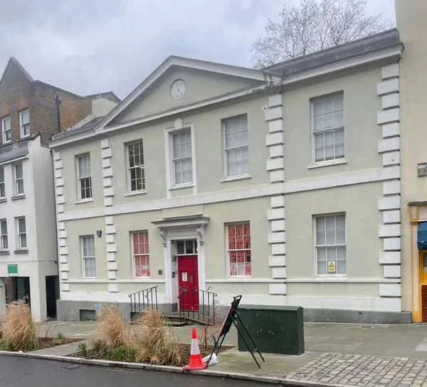 Original site photograph of the MML entrance, before any proposed PRISM overlays.
