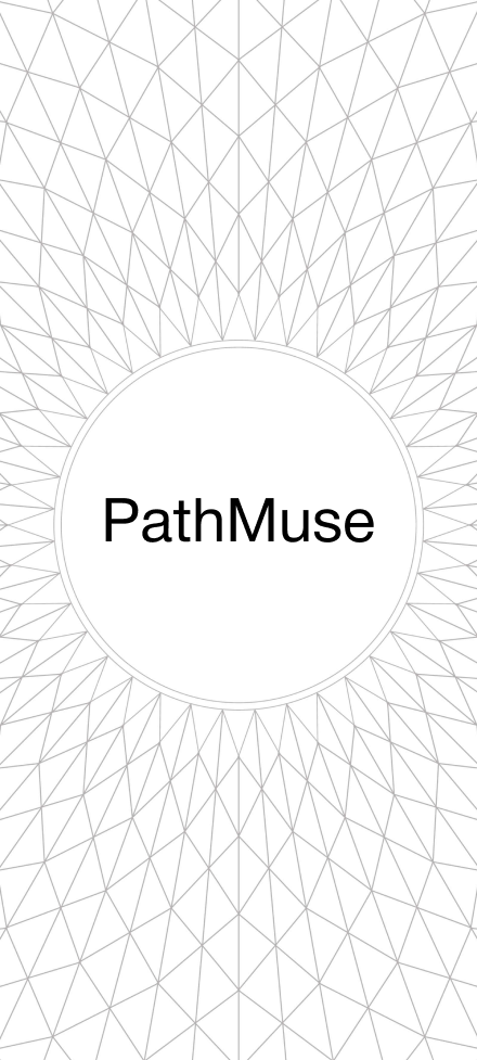 PathMuse startup screen with architectural lines